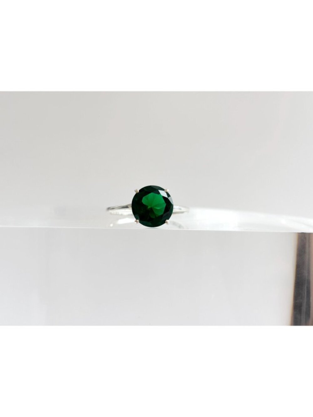 Green Tourmaline Round Cut Solitaire Sterling Silver 925 Vintage Ring - sz 10 - Picture 11 of 15